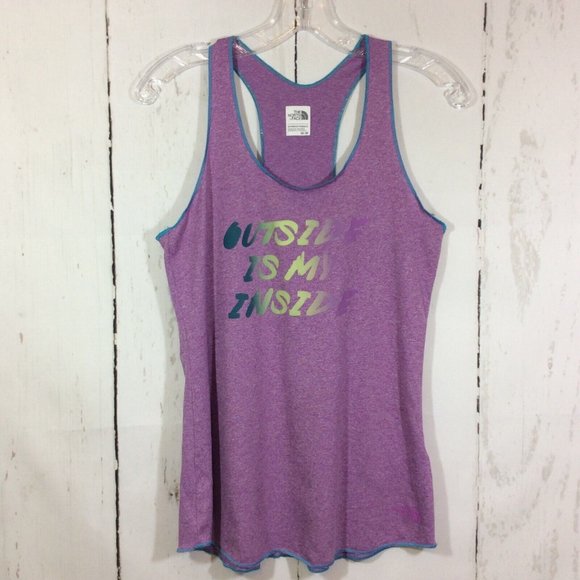The North Face Tops - The North Face Outside Is My Inside‎ Purple Racerback Tank Top
